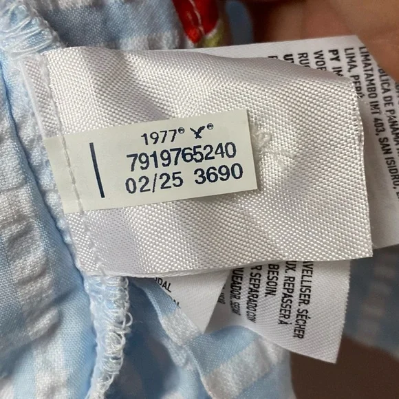 Peanuts x AE Snoopy Fruit Seersucker PJ Set XXL Blue Gingham Short Sleeve/Shorts - Picture 9 of 12